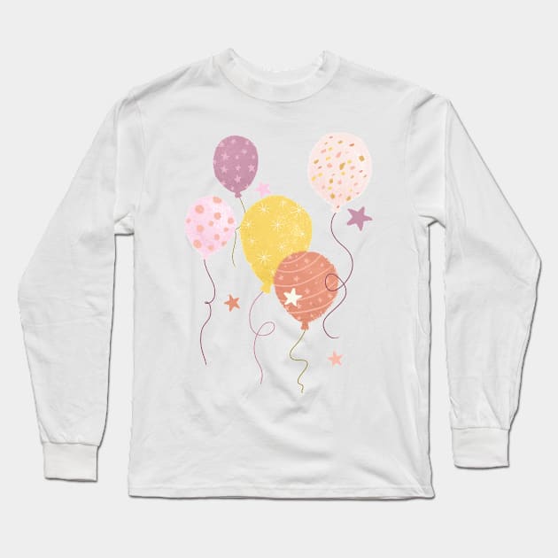 Birthday Balloons Long Sleeve T-Shirt by SWON Design